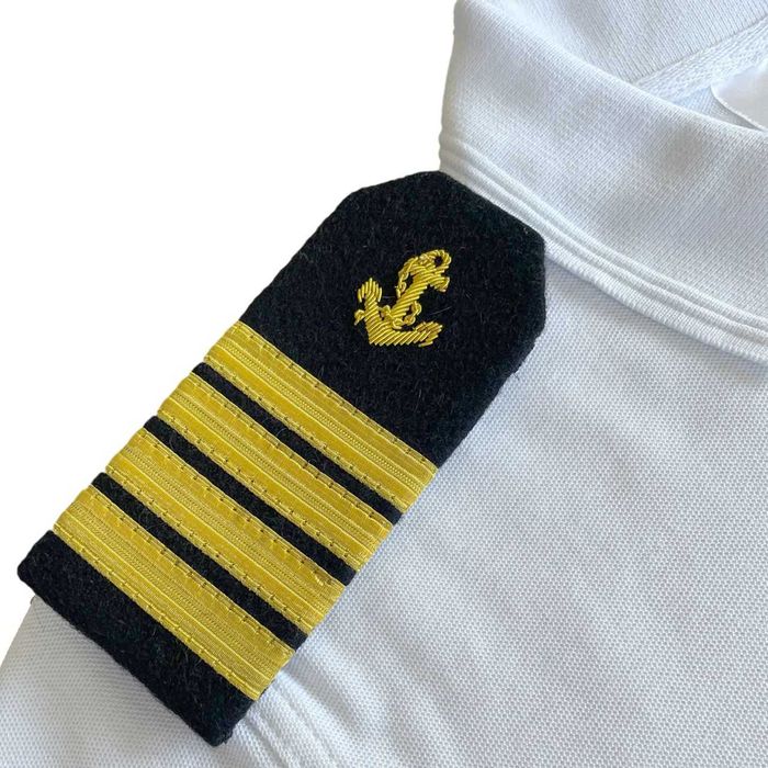 Koszulka mundurowa polo z pagonami biała S NauticDecor POLO T-shirt