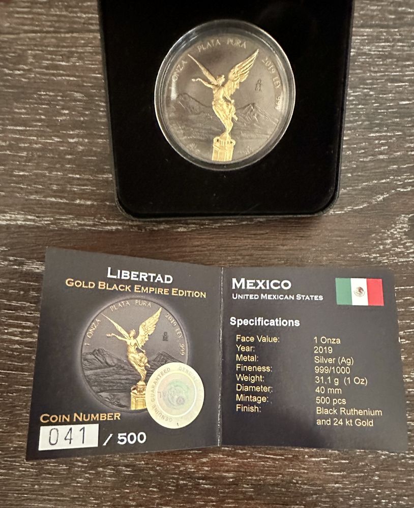 Монеты 1oz 0.999 серебро серия Gold Black Empire Special Edition