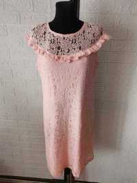sukienka pudrowy róż elastyczna koronka rozmiar 44 cena 35 zł