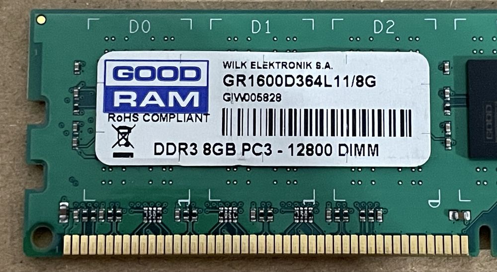 Pamiec RAM DDR3 8GB 1600Mhz GR1600D364L11/8G