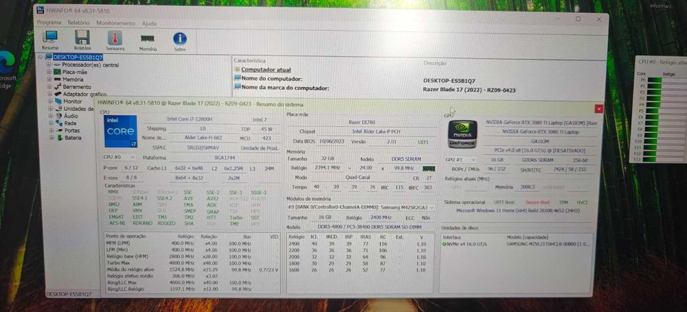 Razer Blade 17 | i7-12800H | RTX 3080Ti 16GB GDDR6 | 32GB RAM | 1TB