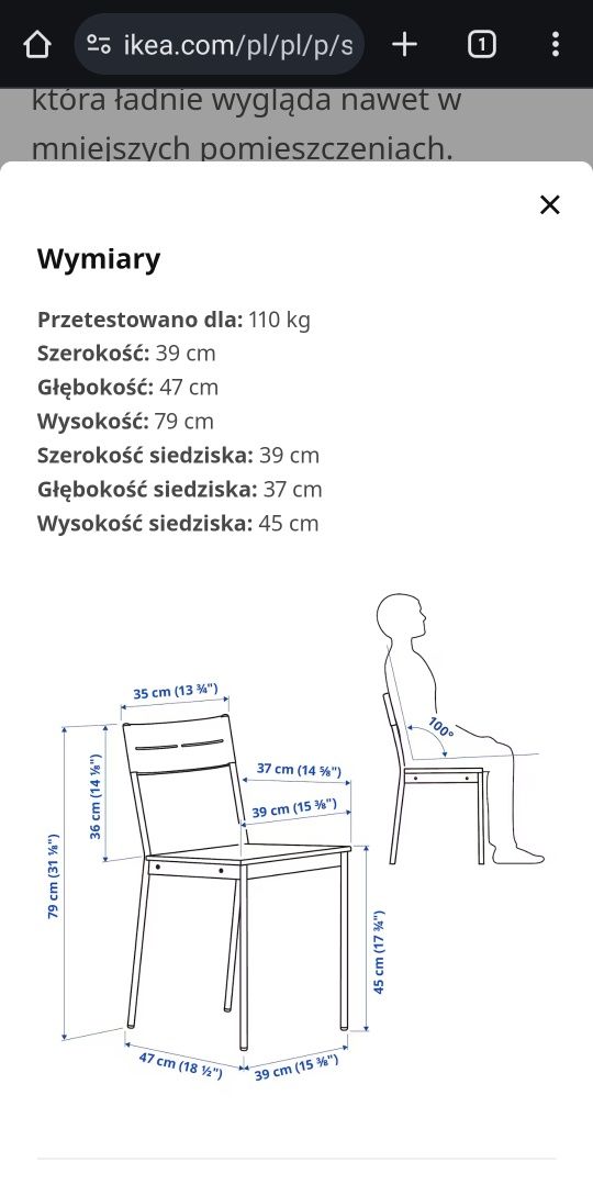 Krzesło SANDSBERG IKEA z poduszkami