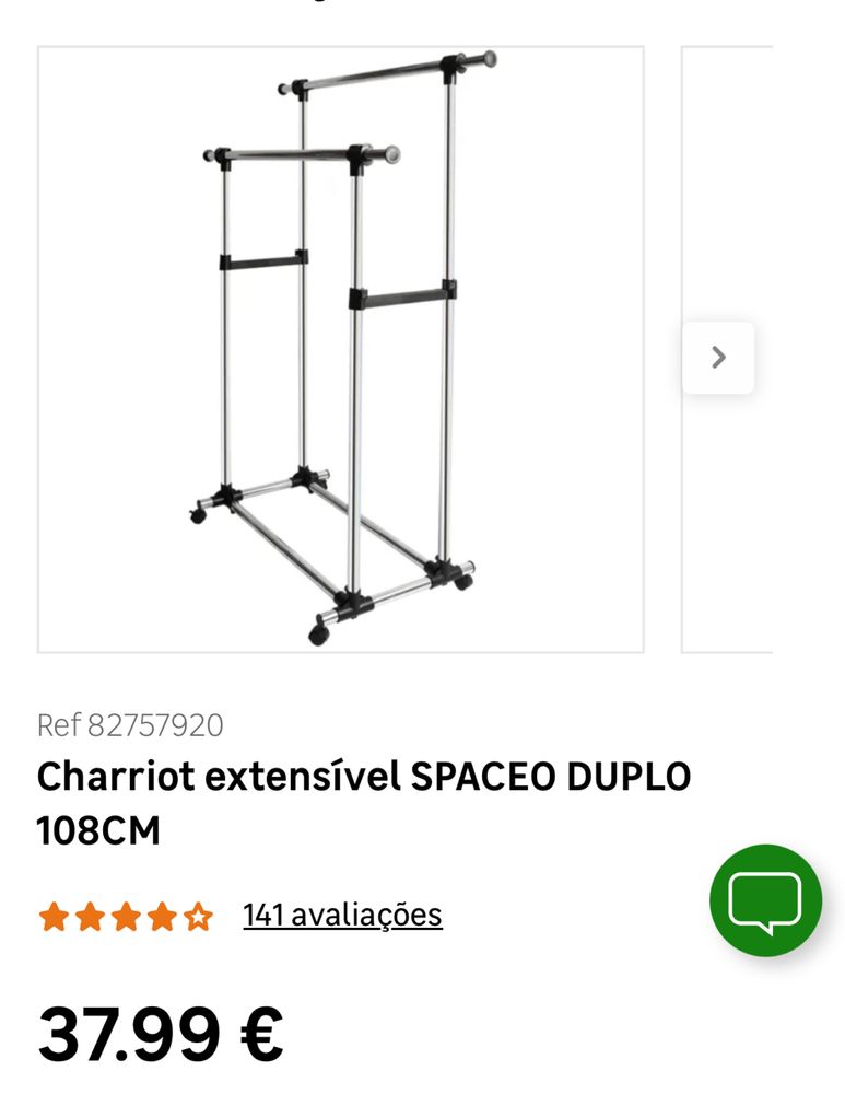 Charriot novo mas grande para o espaço que disponho