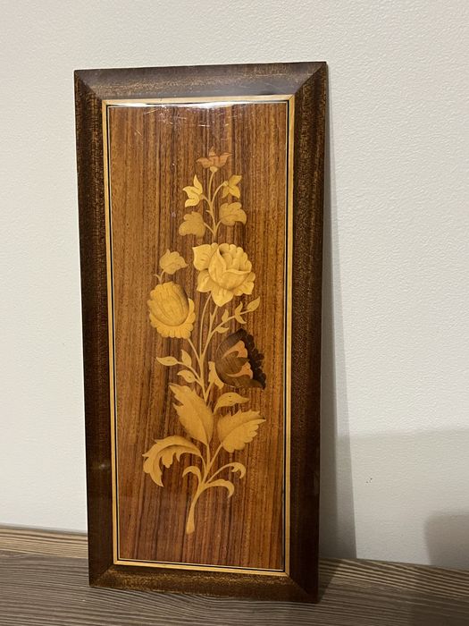 Obrazek zawieszka rękodzieło drewno intersjonowane vintage