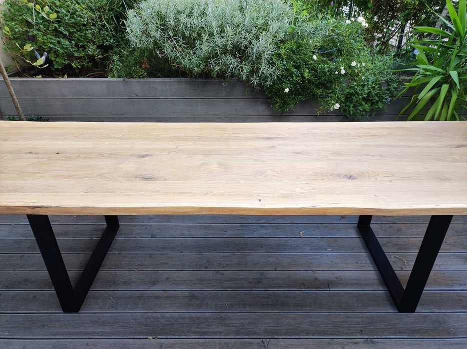 Piękny DĘBOWY STÓŁ, metalowe nogi, olejowosk, loft, przecena z 5 tys.