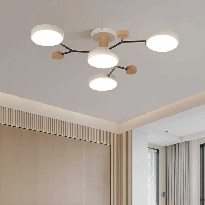 Lampa Biała sufitowa LED żyrandol na sufit do salonu kuchni pokoju