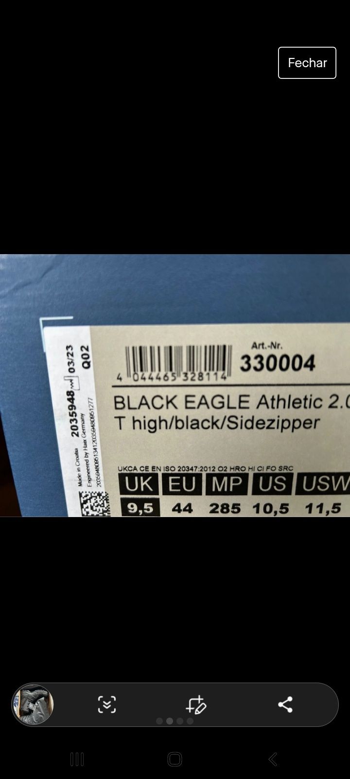 Haix Black Eagle Athletic 2.0 T Sideziper 44