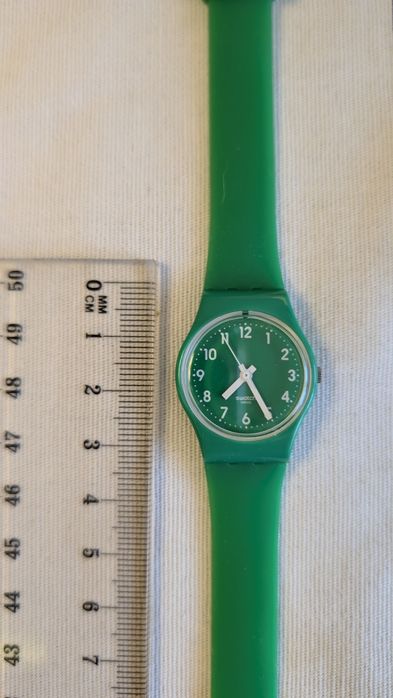 Zegarek Swatch zielony. Długi pasek. Nowa bateria
