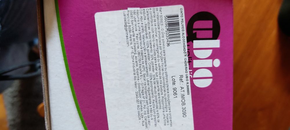 Cinto pélvico alcochoado para cadeirão prevenção de queda