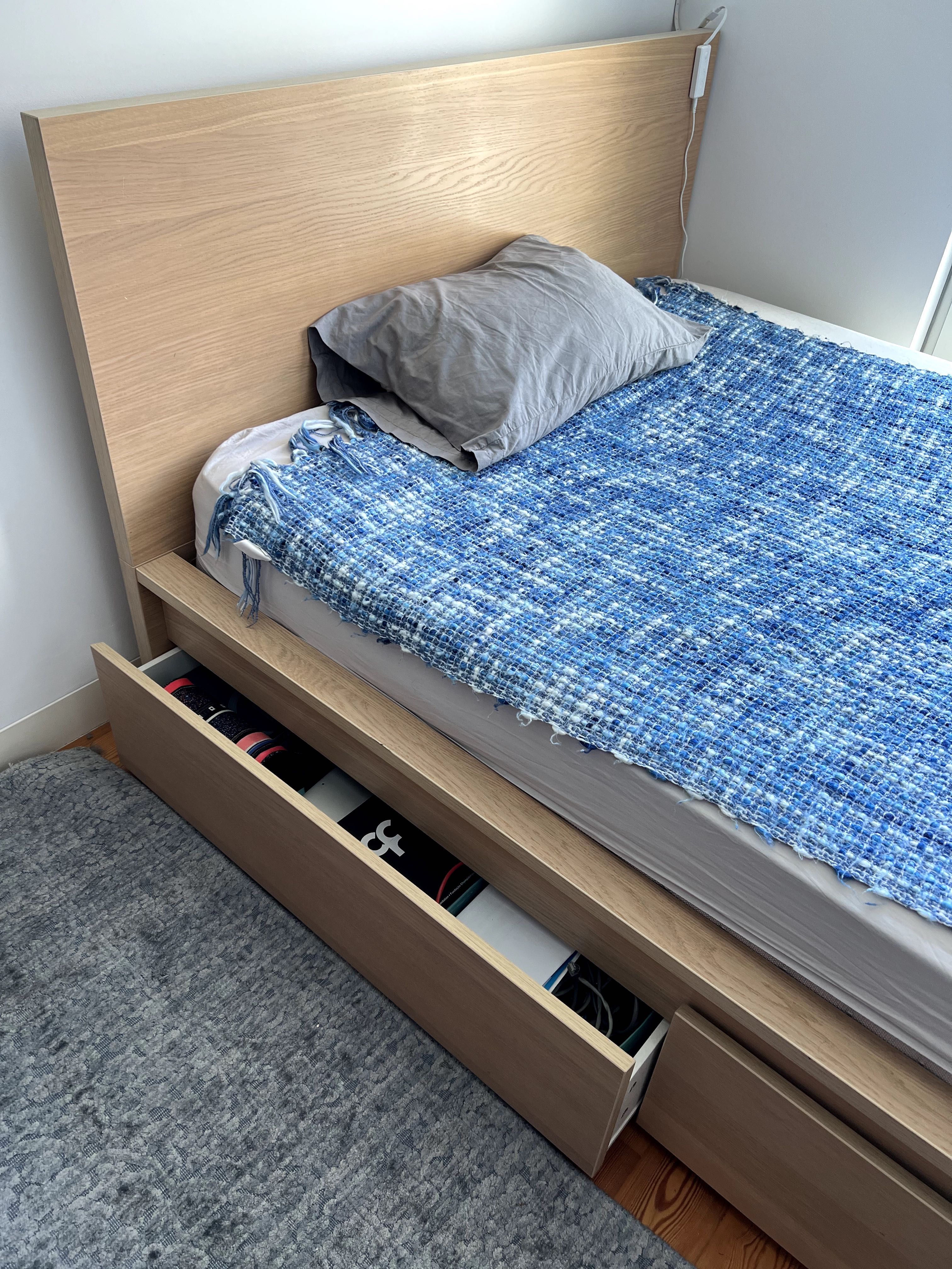 IKEA MALM Estrutura de Cama Alta com 4 Caixas de Arrumação