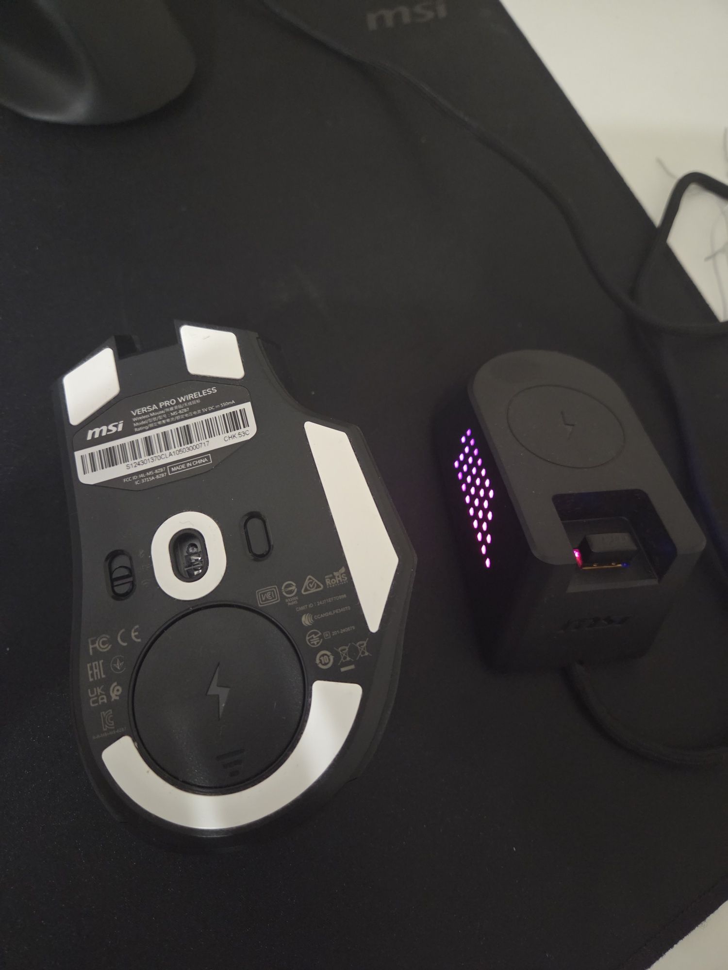 Rato gaming MSI Versa Pro RGB + Mouse Dock Pro Wireless 26000DPI Preto