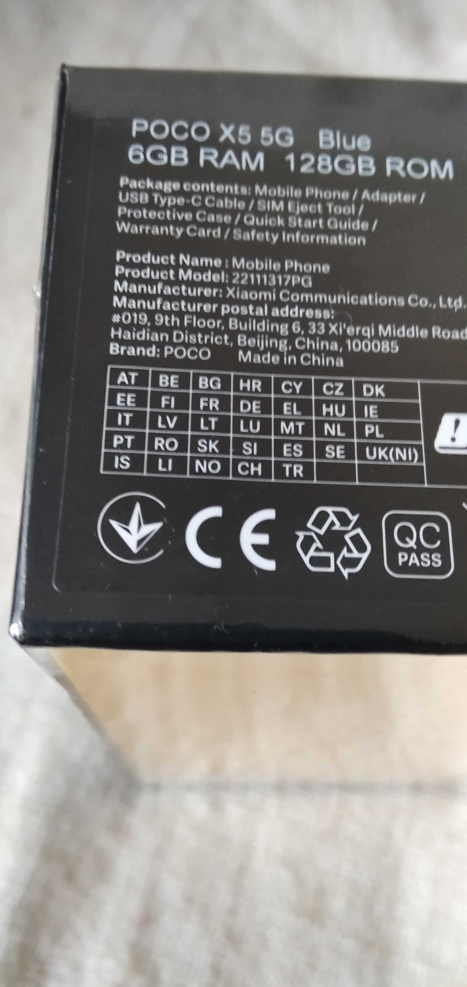 Смартфон Xiaomi Poco X5 5G 6/128GB Blue новый запечатанный