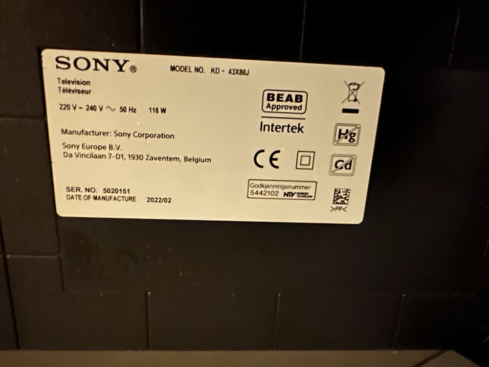 4K HDR X1 Sony Bravia телевізор Android tv 2022 рік 43” KD-43X80J