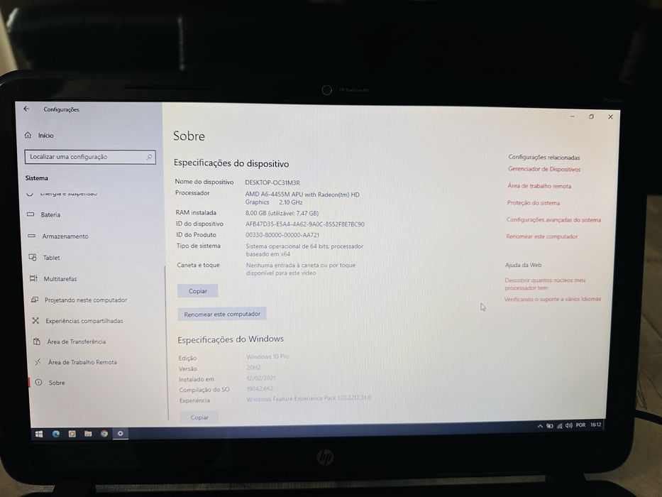 Notebook HP Pavilion