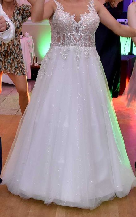 Piękna, brokatowa suknia ślubna księżniczka Destiny