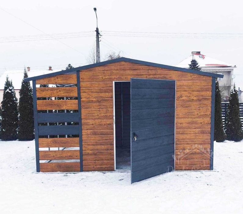 Domek Ogrodowy  2,5x2 + wiata 1x2 okno drewnopodobny Dwuspad  ID435