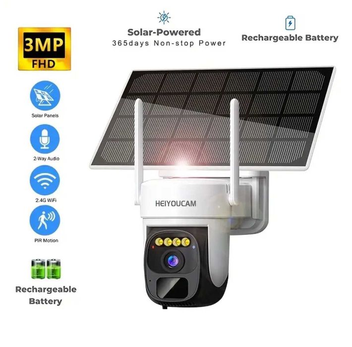 Câmara de vigilância ou segurança, energia solar e Wi-Fi