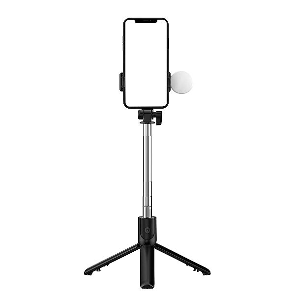 Selfie stick WR1YXS teleskopowy tripod 0.71m z okrągłą lampą - czarny