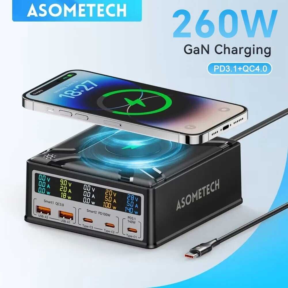 Зарядное устройство ASOMETECH 260 Вт GaN / PD3.1 - 140W