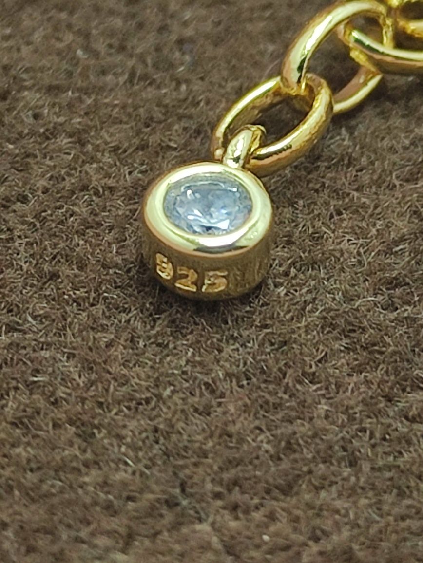 Bransoletka srebrna pozłacana 925 z perłą naturalną
