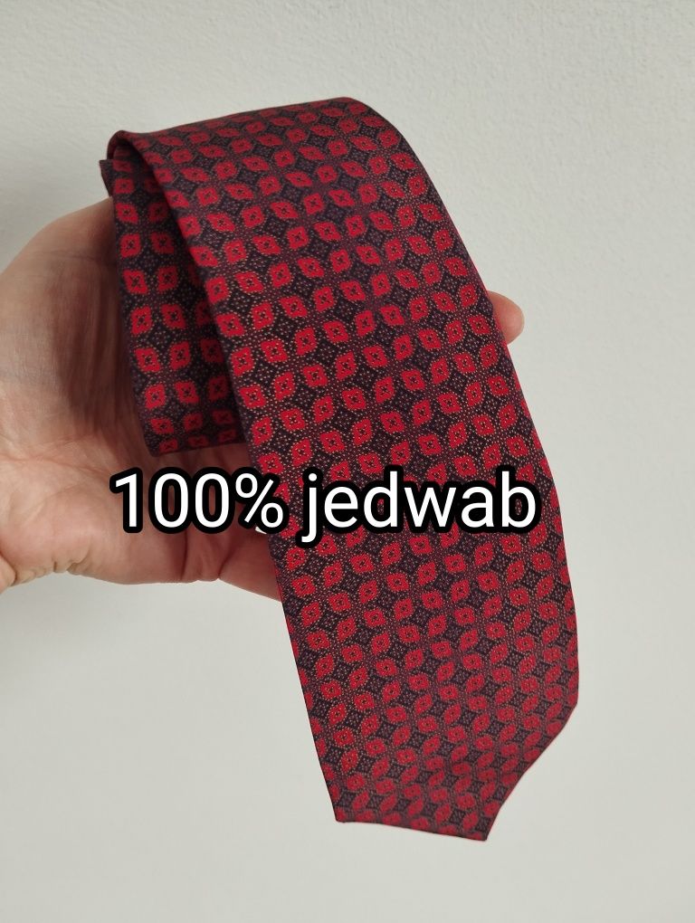 Jedwabny krawat 8 cm 100% silk, Leonardo Milano