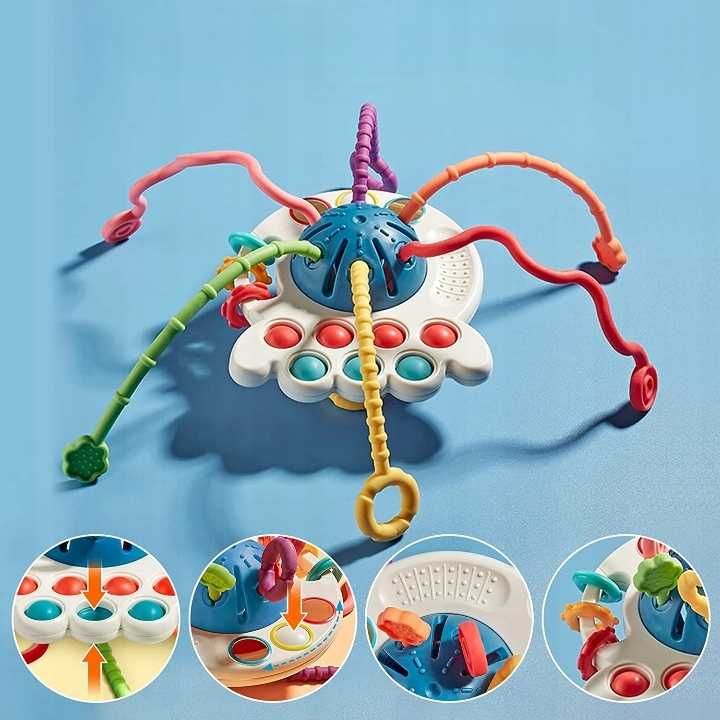 Игрушка осьминог краб монтесори игрушка для прорезывания зубов 6 в1,
