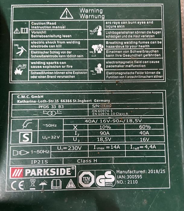 Spawarka Parkside B3