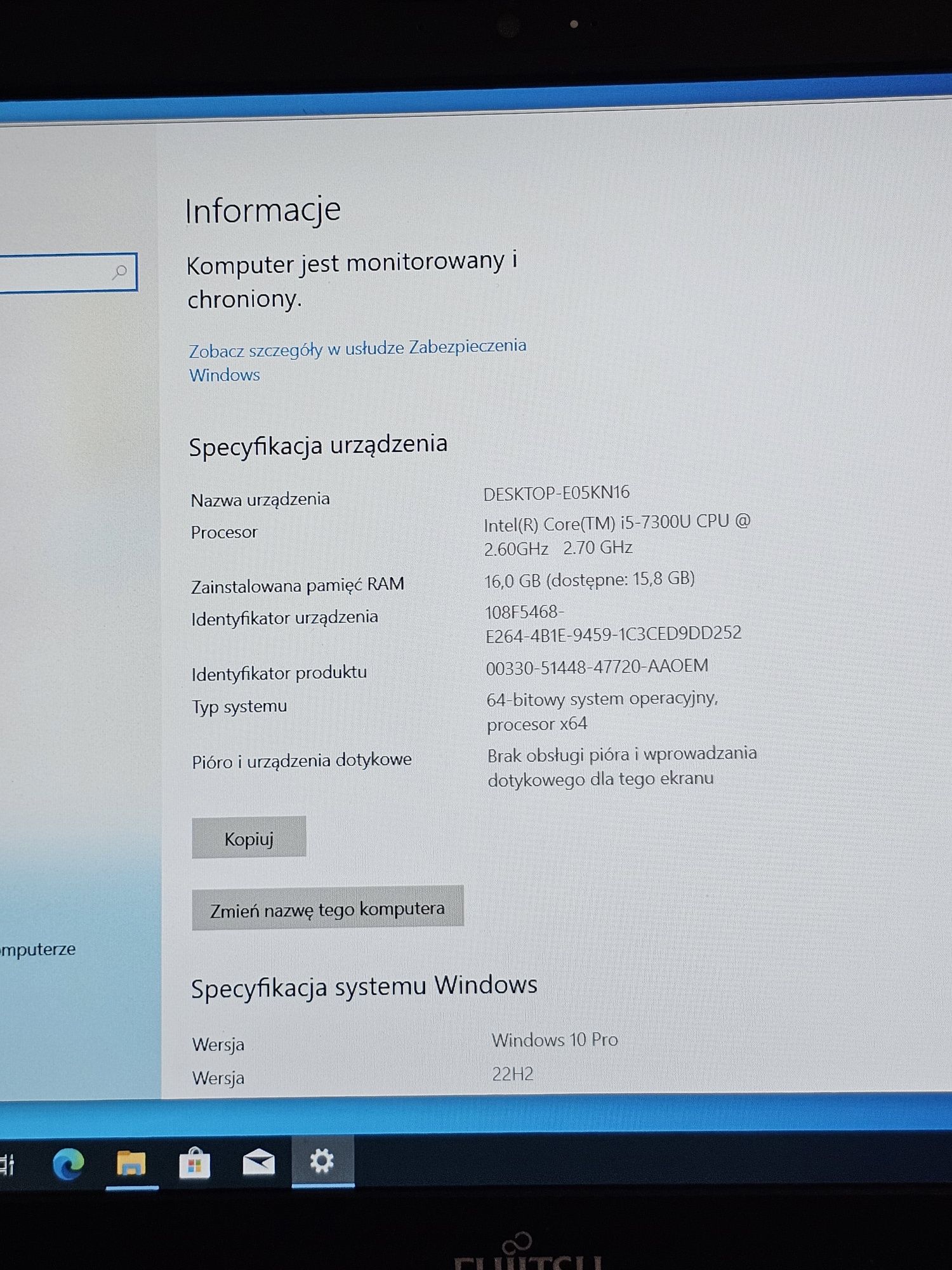 Szybki Laptop Fujitsu LifeBook E548 i5 16GB DDR4 Dysk SSD szybki