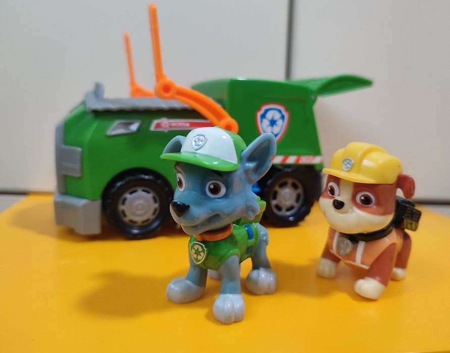 Щенячий патруль Рокки и мусоровоз Маршал и пожарная машина Зума Крепыш