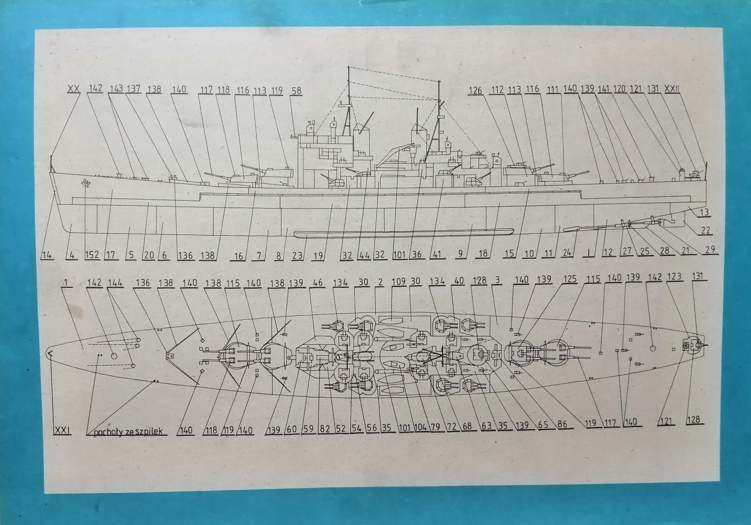 model kartonowy HMS Vanguard 5-6/90 Mały Modelarz 1:300