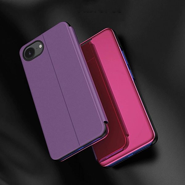 Etui Clear View Case na iPhone 16e pokrowiec z klapką - różowe