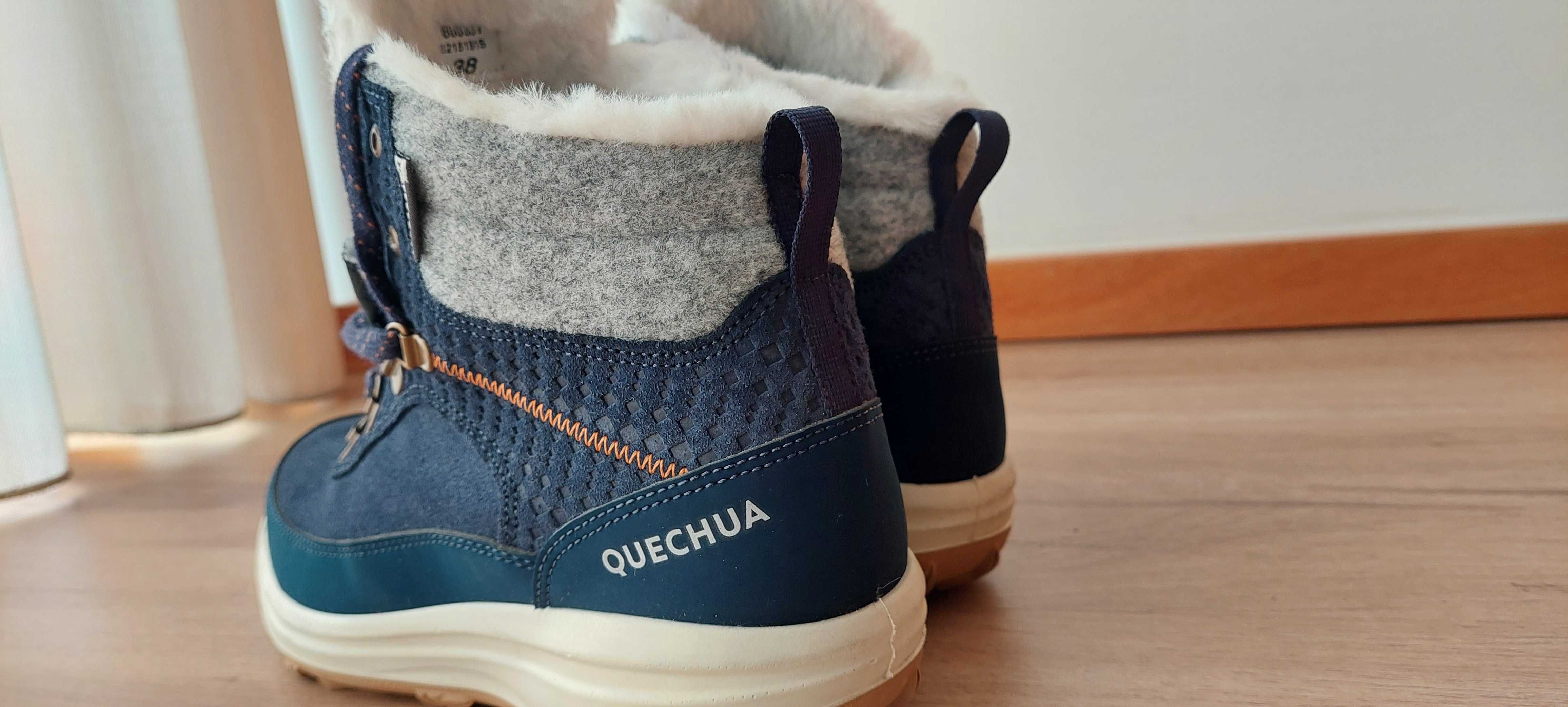 Botas de caminhada na neve quentes e impermeáveis em couro - SH900 Mid