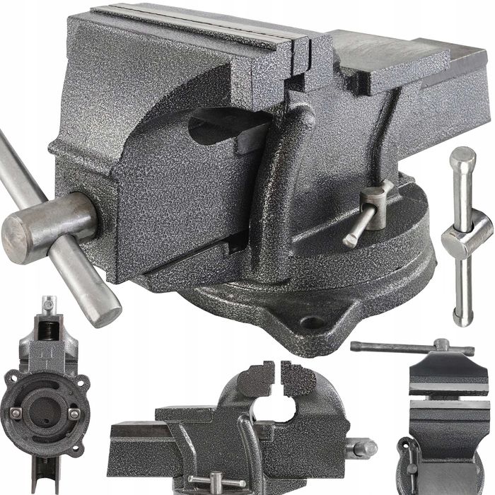 MOCNE IMADŁO ŚLUSARSKIE Obrotowe Z Kowadłem Żeliwne 150mm Stal Hartow