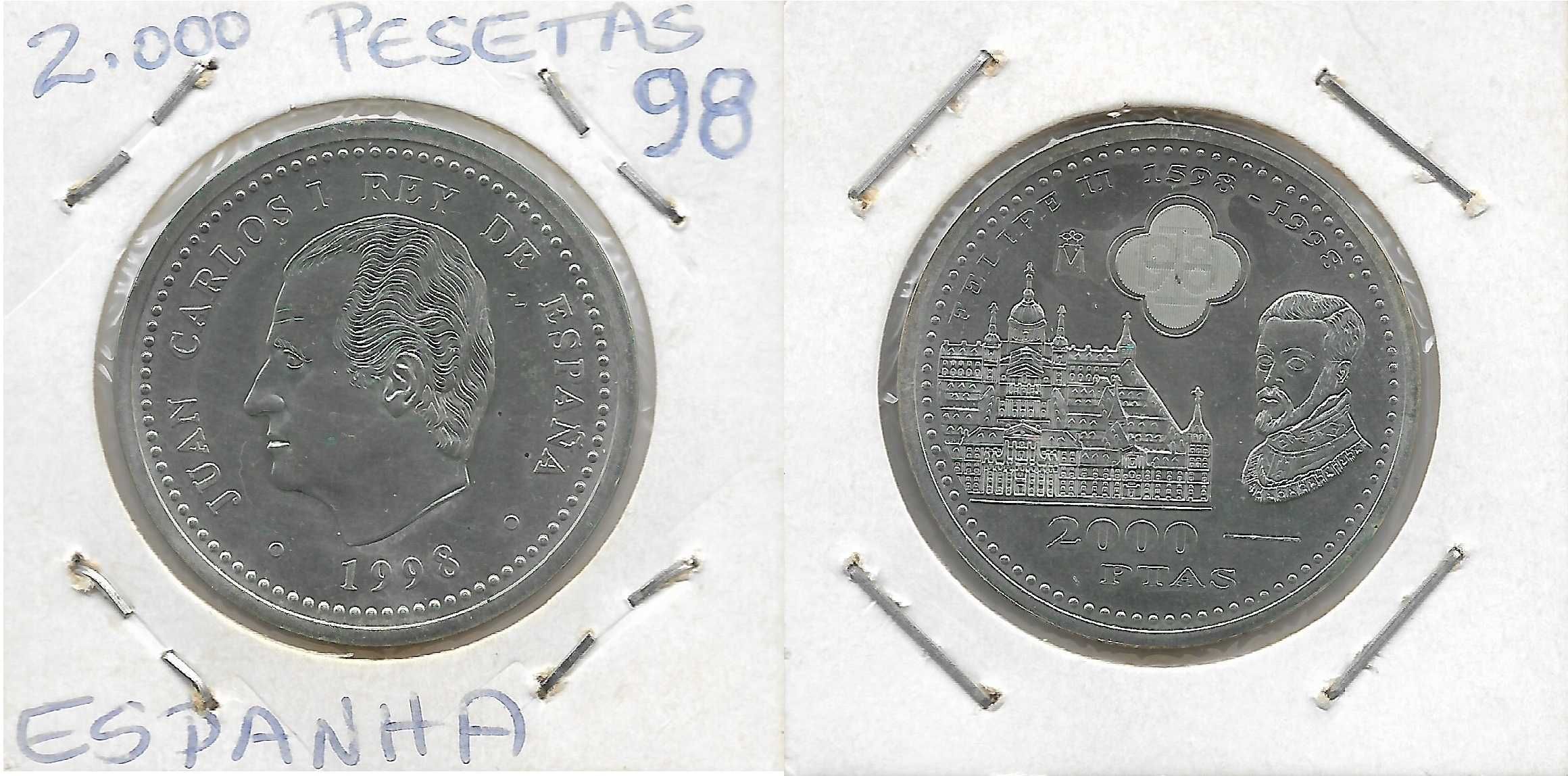 Espanha. 2.000 Pesetas em Prata. 8 Moedas. Anos seguidos.