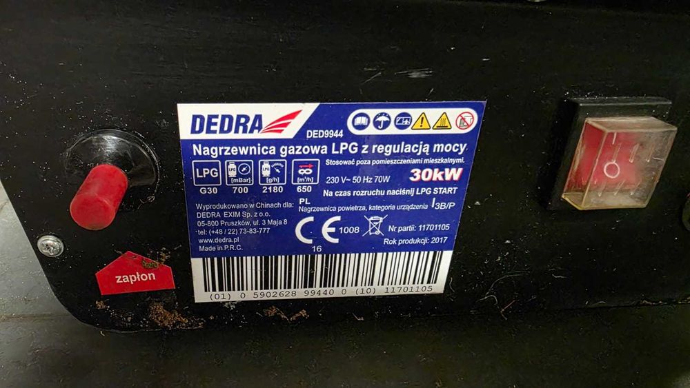 nagrzewnica gazowa dedra ded9944 z regulacją mocy 30kw