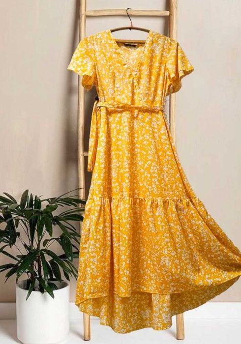 Хлопковое длинное платье в цветочный принт Shein, р. S/M