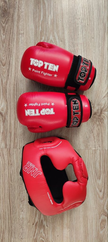 Taekwondo rękawice TOP TEN i Kask Decathlon dziecięce