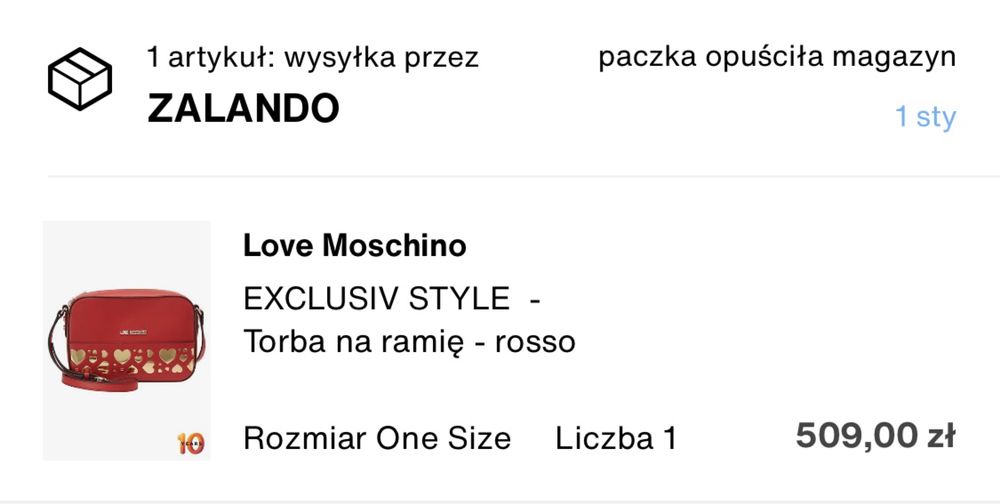 Moschino, czerwona torebka