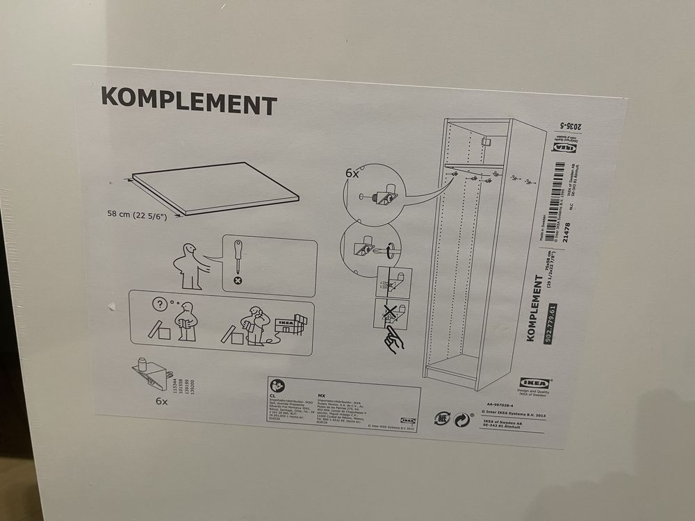 IKEA Komplement 75x58 półka biały biała PAX 902.779.61