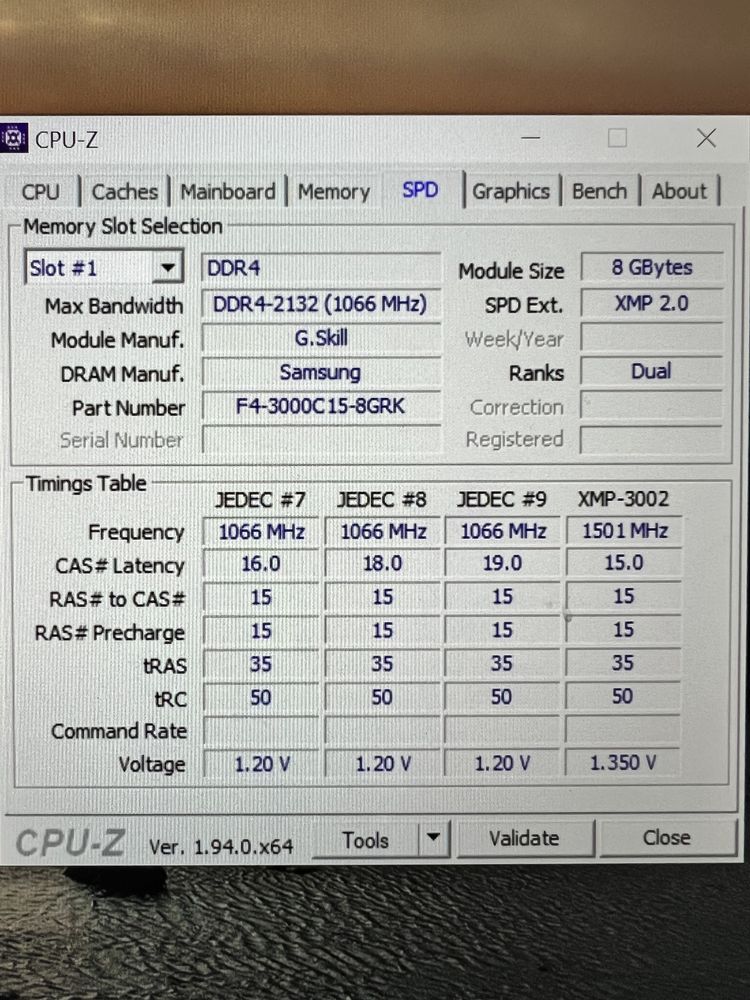 DDR4 GSKill Ripjaws4 3000Mhz CL15 Samsung Дворангові 16Gb (2x8)