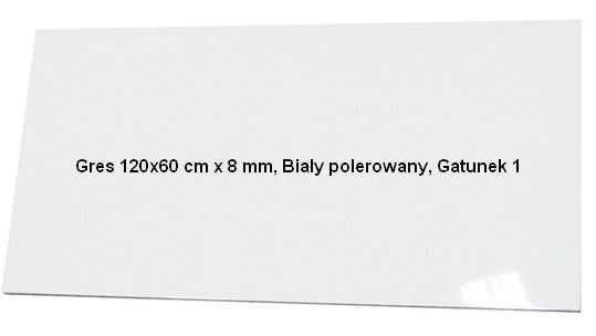 Gres biały, polerowany 120x60x0,8 - cena za 3 płytki
