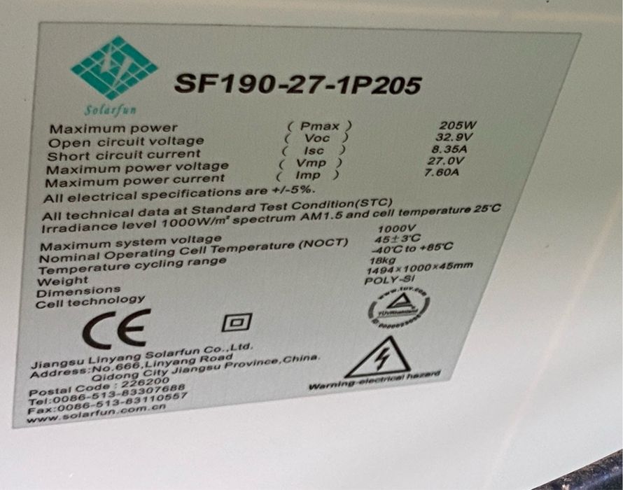 Paineis solares 205W