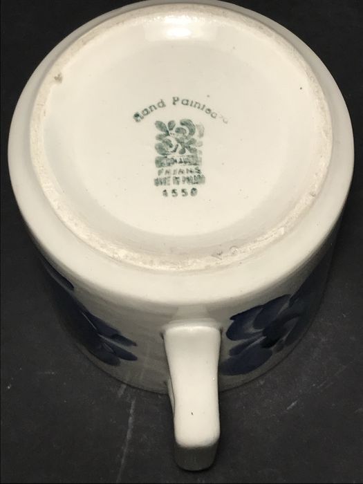 Fajans Włocławek kubek z uchem kobalt