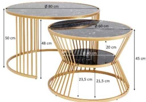 Zestaw dwóch marmurowych stolików kawowych