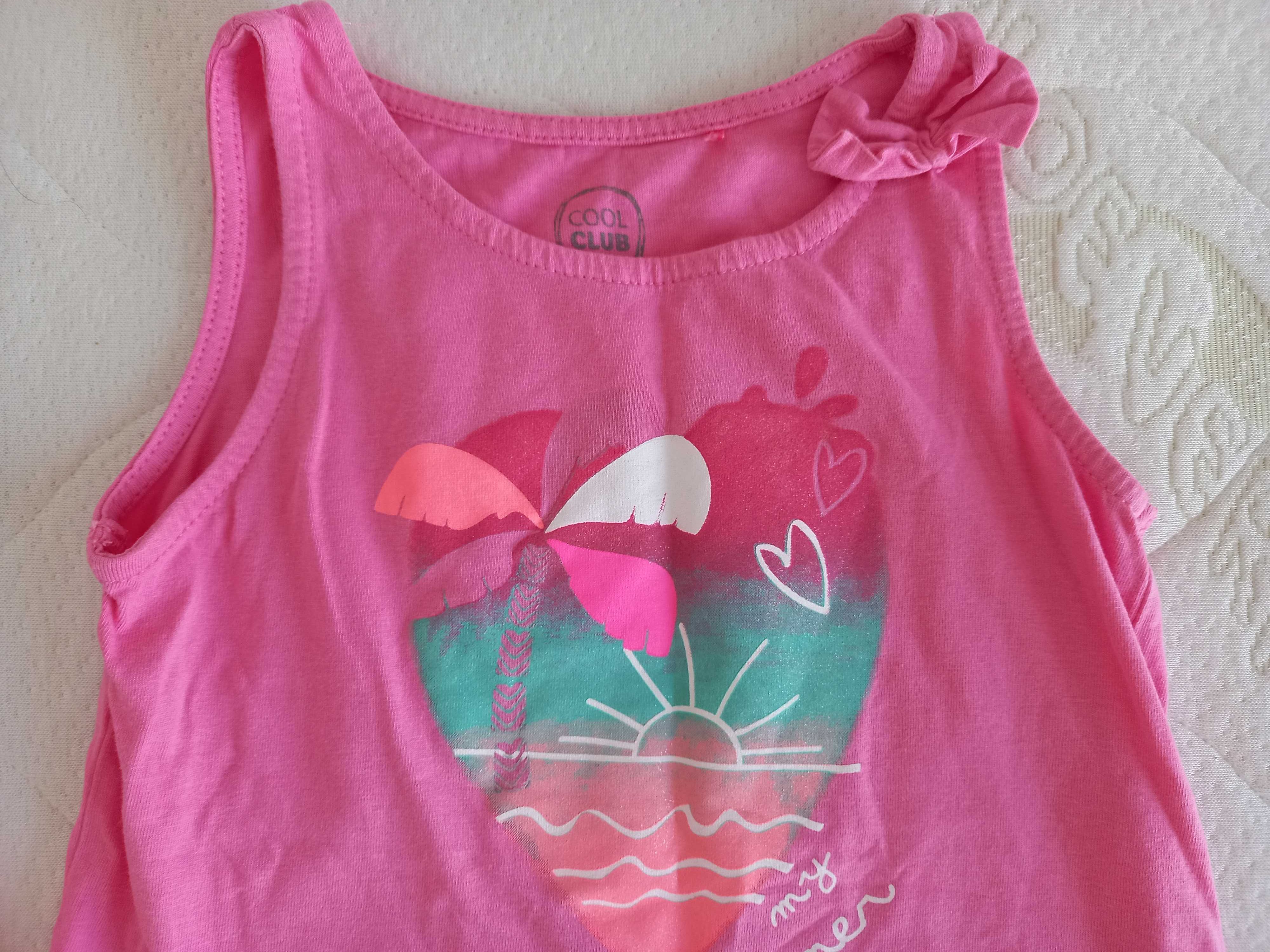 Różowa koszulka na ramiączka na lato firmy Cool Club - rozmiar 110