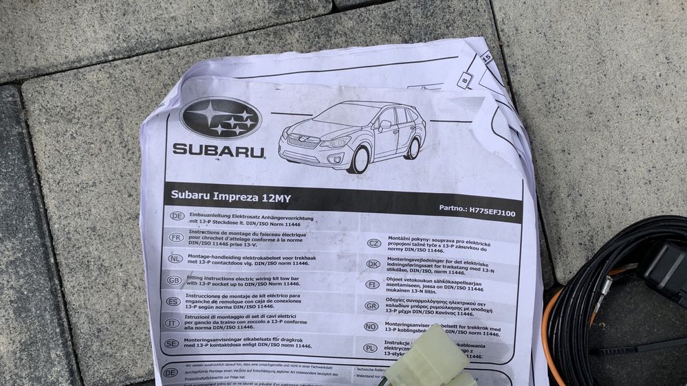 Hak holowniczy Subaru Impreza 12MY moduł wiązka