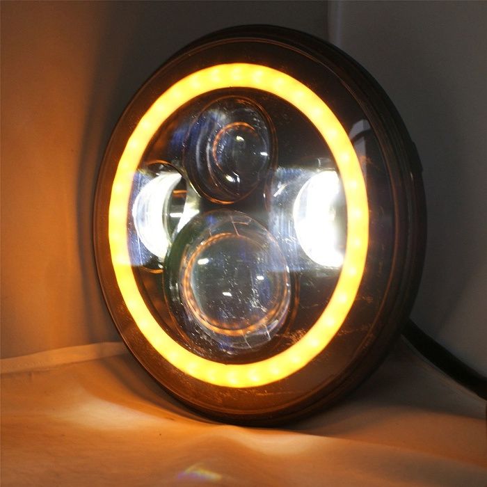 Par Faróis Ópticas Led Angel Eye Universais 70W Jeep wrangler e outros