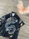 Koszula Overprinted y2k opium dragon japanese designer Short silk