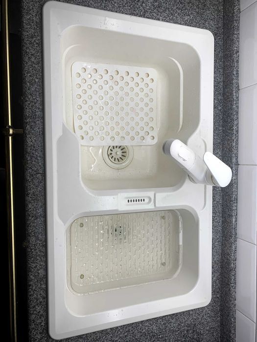 Lava-louças em Fibra  Branco com 2 Cubas (oferta misturadora)