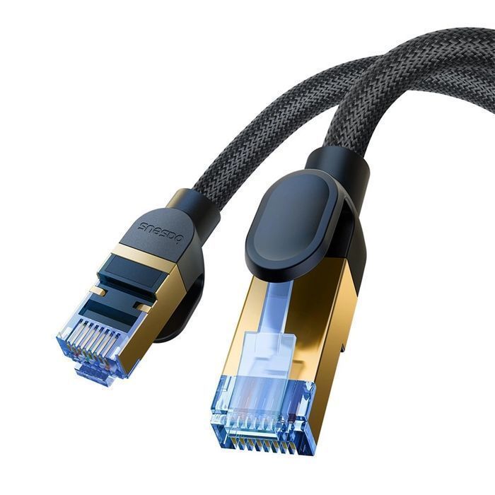 Baseus Szybki Kabel Internetowy Rj45 Cat.7 10Gbps 0.5M Pleciony Czarny